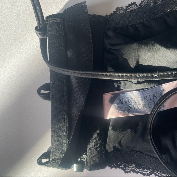 New! Victorias Secret sequin lace up bandeau black y2k style 20118 - Picture 9 of 12